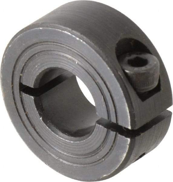 Climax Metal Products - 12mm Bore, Steel, One Piece Clamp Collar - 1-1/8" Outside Diam - Exact Industrial Supply