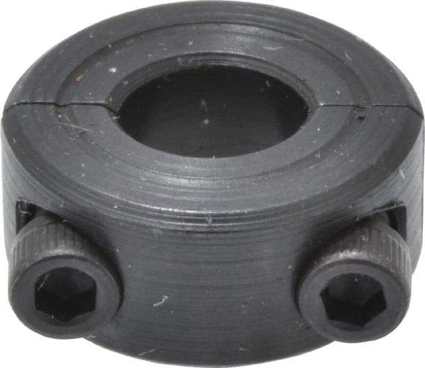 Climax Metal Products - 5/16" Bore, Steel, Two Piece Shaft Collar - 11/16" Outside Diam, 5/16" Wide - Exact Industrial Supply