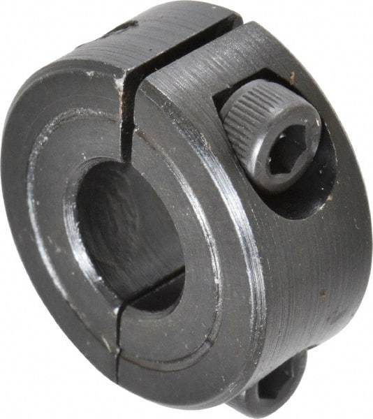 Climax Metal Products - 3/8" Bore, Steel, Two Piece Shaft Collar - 7/8" Outside Diam, 3/8" Wide - Exact Industrial Supply