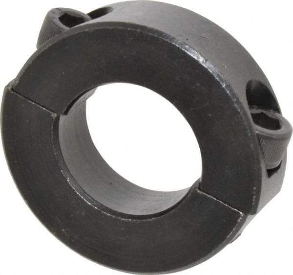 Climax Metal Products - 15/16" Bore, Steel, Two Piece Two Piece Split Shaft Collar - 1-3/4" Outside Diam, 1/2" Wide - Exact Industrial Supply
