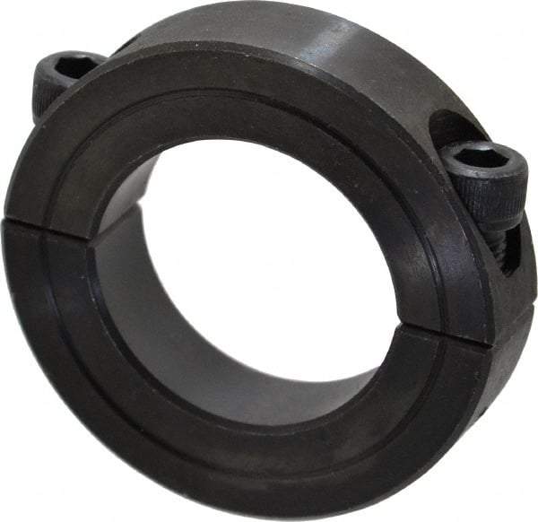 Climax Metal Products - 1-1/4" Bore, Steel, Two Piece Shaft Collar - 2-1/16" Outside Diam, 1/2" Wide - Exact Industrial Supply