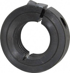 Climax Metal Products - 1-8 Thread, Steel, One Piece Threaded Shaft Collar - 1-3/4" Outside Diam, 1/2" Wide - Exact Industrial Supply