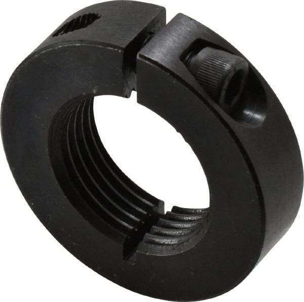 Climax Metal Products - 1-1/8-12 Thread, Steel, One Piece Threaded Shaft Collar - 1-7/8" Outside Diam, 1/2" Wide - Exact Industrial Supply