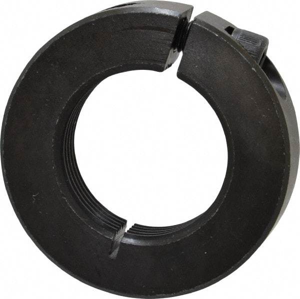 Climax Metal Products - 1-1/4-12 Thread, Steel, One Piece Threaded Shaft Collar - 2-1/16" Outside Diam, 1/2" Wide - Exact Industrial Supply