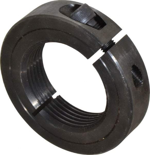 Climax Metal Products - 1-1/2-12 Thread, Steel, One Piece Threaded Shaft Collar - 2-3/8" Outside Diam, 9/16" Wide - Exact Industrial Supply