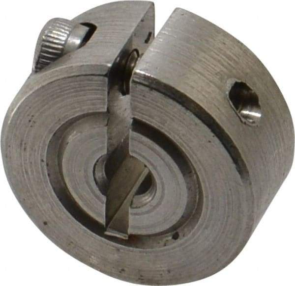 Climax Metal Products - 1/8" Bore, Stainless Steel, One Piece Clamp Collar - 11/16" Outside Diam, 5/16" Wide - Exact Industrial Supply