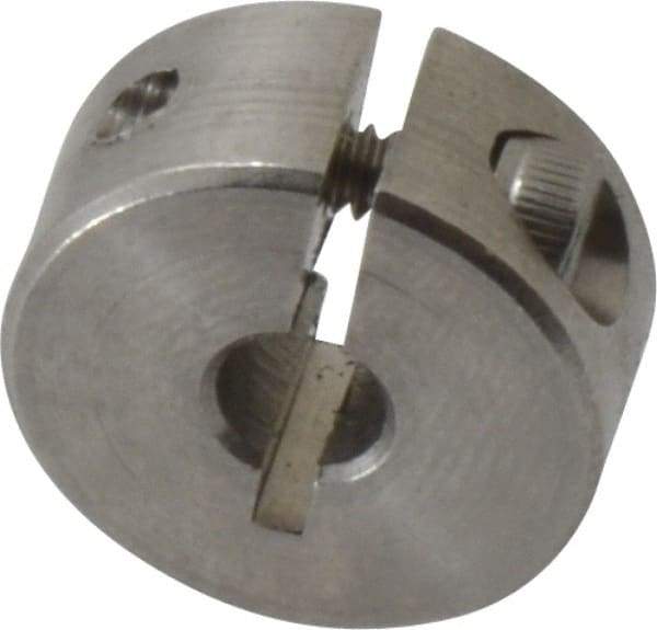 Climax Metal Products - 3/16" Bore, Stainless Steel, One Piece Clamp Collar - 11/16" Outside Diam, 5/16" Wide - Exact Industrial Supply