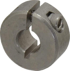 Climax Metal Products - 1/4" Bore, Stainless Steel, One Piece Clamp Collar - 11/16" Outside Diam, 5/16" Wide - Exact Industrial Supply