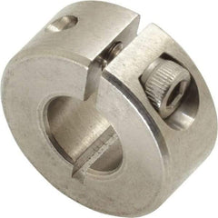 Climax Metal Products - 3/8" Bore, Stainless Steel, One Piece Clamp Collar - 7/8" Outside Diam, 3/8" Wide - Exact Industrial Supply