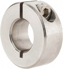 Climax Metal Products - 7/16" Bore, Stainless Steel, One Piece Clamp Collar - 15/16" Outside Diam, 3/8" Wide - Exact Industrial Supply