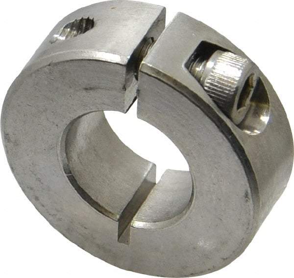 Climax Metal Products - 5/8" Bore, Stainless Steel, One Piece Clamp Collar - 1-5/16" Outside Diam, 7/16" Wide - Exact Industrial Supply