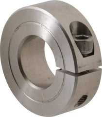 Climax Metal Products - 11/16" Bore, Stainless Steel, One Piece One Piece Split Shaft Collar - 1-1/2" Outside Diam, 1/2" Wide - Exact Industrial Supply