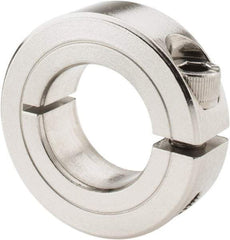 Climax Metal Products - 7/8" Bore, Stainless Steel, One Piece Clamp Collar - 1-5/8" Outside Diam, 1/2" Wide - Exact Industrial Supply