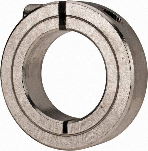 Climax Metal Products - 1-1/8" Bore, Stainless Steel, One Piece Clamp Collar - 1-7/8" Outside Diam, 1/2" Wide - Exact Industrial Supply