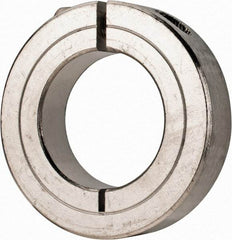 Climax Metal Products - 1-3/16" Bore, Stainless Steel, One Piece Clamp Collar - 2-1/16" Outside Diam, 1/2" Wide - Exact Industrial Supply