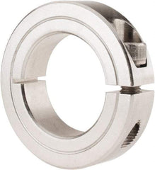 Climax Metal Products - 1-1/4" Bore, Stainless Steel, One Piece Clamp Collar - 2-1/16" Outside Diam, 1/2" Wide - Exact Industrial Supply