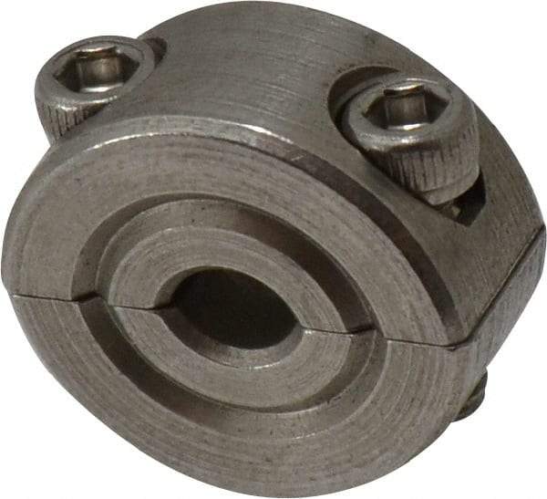 Climax Metal Products - 3/16" Bore, Stainless Steel, Two Piece Shaft Collar - 11/16" Outside Diam, 5/16" Wide - Exact Industrial Supply