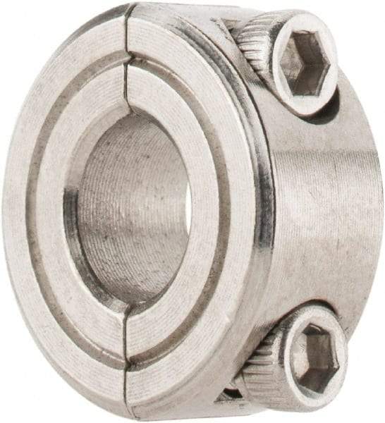 Climax Metal Products - 5/16" Bore, Stainless Steel, Two Piece Shaft Collar - 11/16" Outside Diam, 5/16" Wide - Exact Industrial Supply