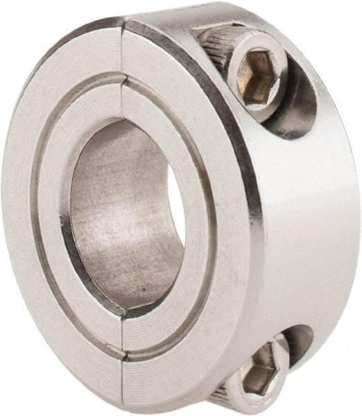 Climax Metal Products - 7/16" Bore, Stainless Steel, Two Piece Shaft Collar - 15/16" Outside Diam, 3/8" Wide - Exact Industrial Supply