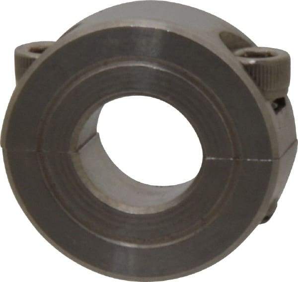 Climax Metal Products - 1/2" Bore, Stainless Steel, Two Piece Shaft Collar - 1-1/8" Outside Diam, 13/32" Wide - Exact Industrial Supply