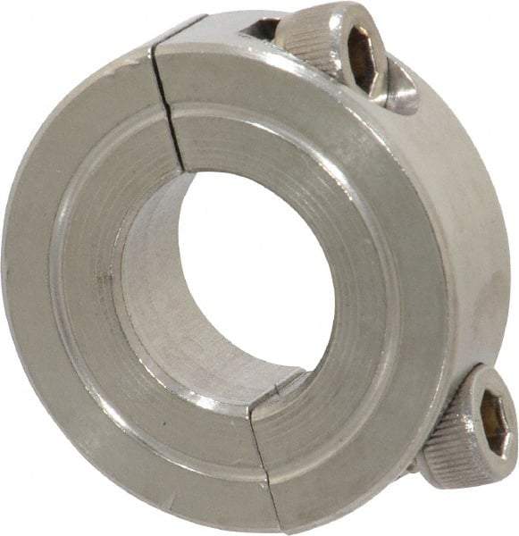 Climax Metal Products - 5/8" Bore, Stainless Steel, Two Piece Shaft Collar - 1-5/16" Outside Diam, 7/16" Wide - Exact Industrial Supply