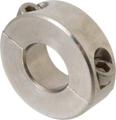 Climax Metal Products - 11/16" Bore, Stainless Steel, Two Piece Two Piece Split Shaft Collar - 1-1/2" Outside Diam, 1/2" Wide - Exact Industrial Supply
