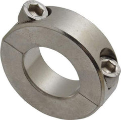 Climax Metal Products - 7/8" Bore, Stainless Steel, Two Piece Shaft Collar - 1-5/8" Outside Diam, 1/2" Wide - Exact Industrial Supply