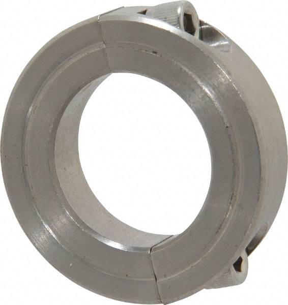 Climax Metal Products - 1-1/8" Bore, Stainless Steel, Two Piece Shaft Collar - 1-7/8" Outside Diam, 1/2" Wide - Exact Industrial Supply
