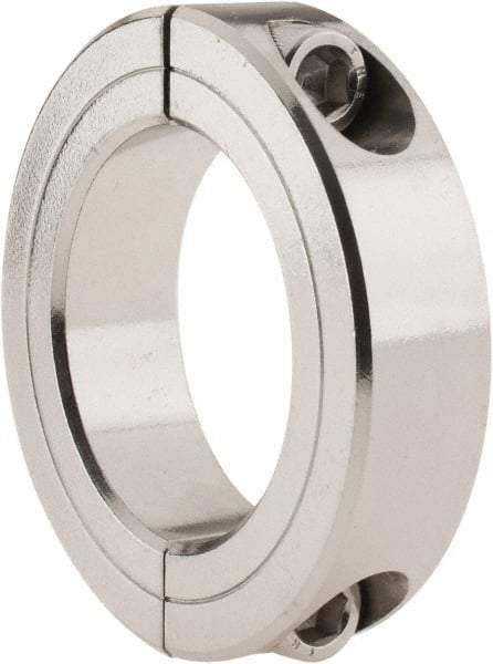 Climax Metal Products - 1-3/4" Bore, Stainless Steel, Two Piece Shaft Collar - 2-3/4" Outside Diam, 11/16" Wide - Exact Industrial Supply