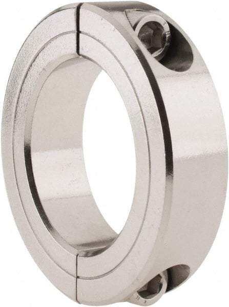 Climax Metal Products - 1-7/8" Bore, Stainless Steel, Two Piece Two Piece Split Shaft Collar - 2-7/8" Outside Diam, 11/16" Wide - Exact Industrial Supply
