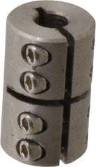 Climax Metal Products - 1/4" Inside x 11/16" Outside Diam, One Piece Split Clamping Collar - 1-1/8" Long - Exact Industrial Supply