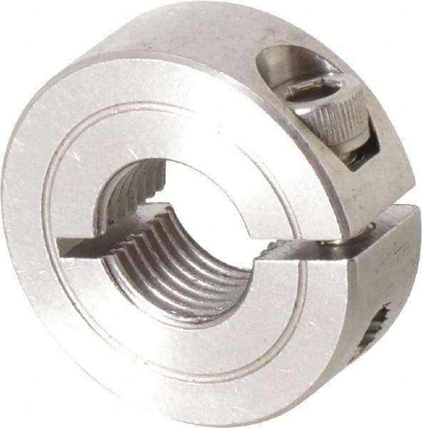 Climax Metal Products - 1/2-20 Thread, Stainless Steel, One Piece Threaded Shaft Collar - 1-1/8" Outside Diam, 13/32" Wide - Exact Industrial Supply