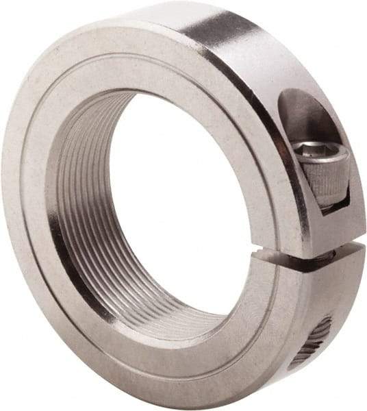 Climax Metal Products - 1-3/4-16 Thread, Stainless Steel, One Piece Threaded Shaft Collar - 2-3/4" Outside Diam, 11/16" Wide - Exact Industrial Supply
