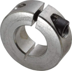Climax Metal Products - 3/4" Bore, Aluminum, One Piece Clamp Collar - 1-1/2" Outside Diam, 1/2" Wide - Exact Industrial Supply