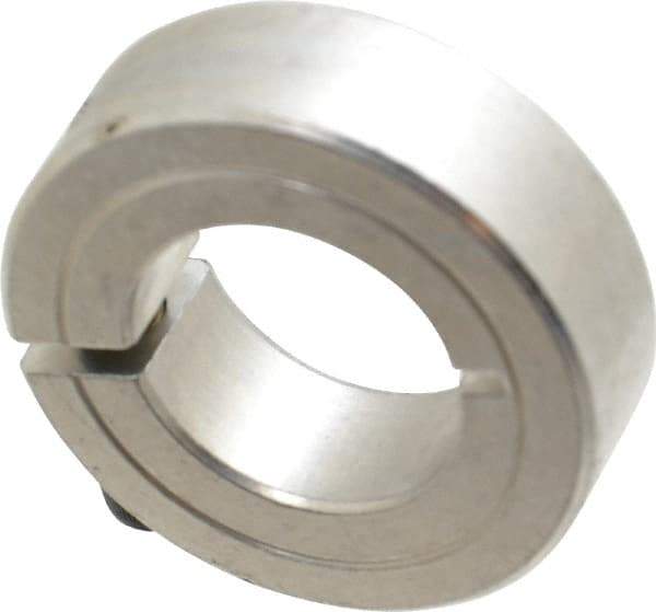 Climax Metal Products - 7/8" Bore, Aluminum, One Piece Clamp Collar - 1-5/8" Outside Diam, 1/2" Wide - Exact Industrial Supply