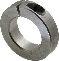 Climax Metal Products - 1-1/4" Bore, Aluminum, One Piece Clamp Collar - 2-1/16" Outside Diam, 1/2" Wide - Exact Industrial Supply