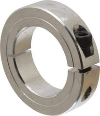 Climax Metal Products - 1-1/2" Bore, Aluminum, One Piece Clamp Collar - 2-3/8" Outside Diam, 9/16" Wide - Exact Industrial Supply
