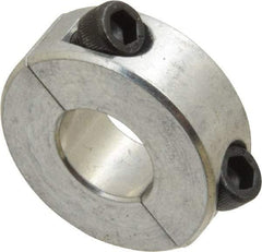 Climax Metal Products - 1/2" Bore, Aluminum, Two Piece Shaft Collar - 1-1/8" Outside Diam, 13/32" Wide - Exact Industrial Supply