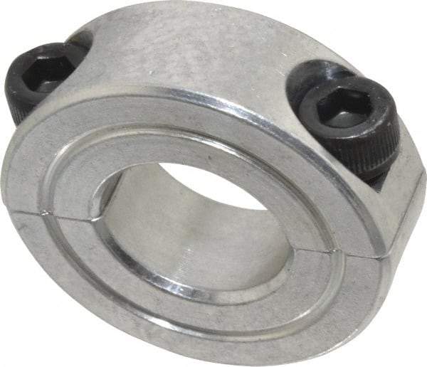 Climax Metal Products - 5/8" Bore, Aluminum, Two Piece Shaft Collar - 1-5/16" Outside Diam, 7/16" Wide - Exact Industrial Supply