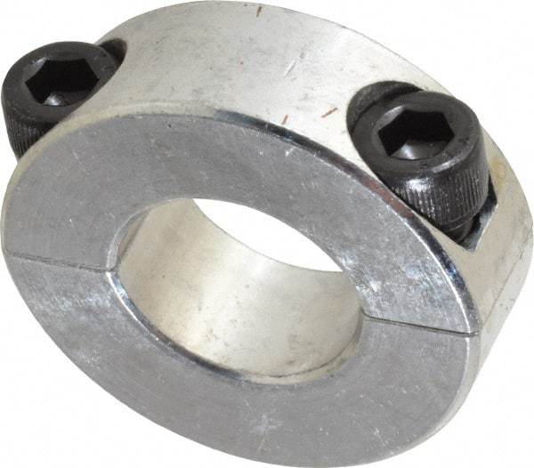 Climax Metal Products - 3/4" Bore, Aluminum, Two Piece Shaft Collar - 1-1/2" Outside Diam, 1/2" Wide - Exact Industrial Supply