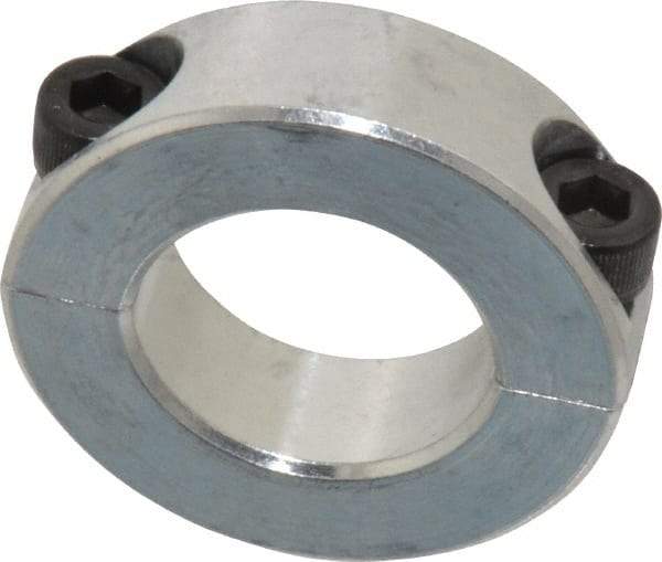 Climax Metal Products - 1" Bore, Aluminum, Two Piece Shaft Collar - 1-3/4" Outside Diam, 1/2" Wide - Exact Industrial Supply