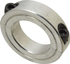 Climax Metal Products - 1-1/4" Bore, Aluminum, Two Piece Shaft Collar - 2-1/16" Outside Diam, 1/2" Wide - Exact Industrial Supply