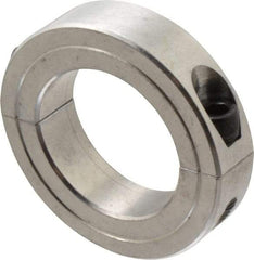 Climax Metal Products - 1-1/2" Bore, Aluminum, Two Piece Shaft Collar - 2-3/8" Outside Diam, 9/16" Wide - Exact Industrial Supply
