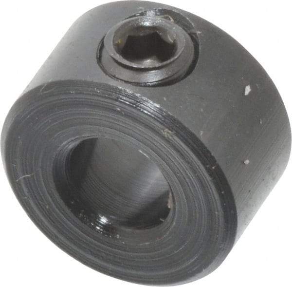 Climax Metal Products - 3/16" Bore, Steel, Set Screw Shaft Collar - 7/16" Outside Diam, 1/4" Wide - Exact Industrial Supply