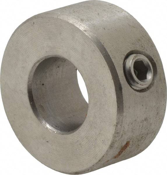 Climax Metal Products - 10mm Bore, Stainless Steel, Set Screw Shaft Collar - 7/8" Outside Diam - Exact Industrial Supply