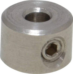 Climax Metal Products - 1/8" Bore, Stainless Steel, Set Screw Shaft Collar - 3/8" Outside Diam, 1/4" Wide - Exact Industrial Supply
