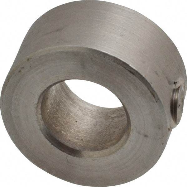 Climax Metal Products - 7/16" Bore, Stainless Steel, Set Screw Shaft Collar - 7/8" Outside Diam, 7/16" Wide - Exact Industrial Supply