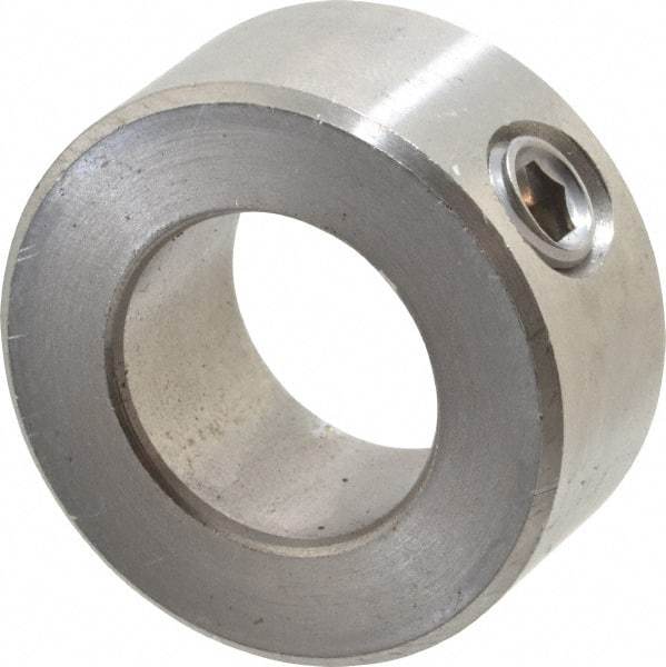 Climax Metal Products - 11/16" Bore, Stainless Steel, Set Screw Shaft Collar - 1-1/4" Outside Diam, 9/16" Wide - Exact Industrial Supply