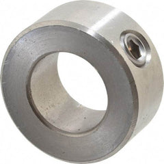 Climax Metal Products - 11/16" Bore, Stainless Steel, Set Screw Shaft Collar - 1-1/4" Outside Diam, 9/16" Wide - Exact Industrial Supply