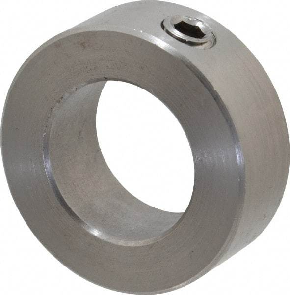 Climax Metal Products - 7/8" Bore, Stainless Steel, Set Screw Shaft Collar - 1-1/2" Outside Diam, 9/16" Wide - Exact Industrial Supply